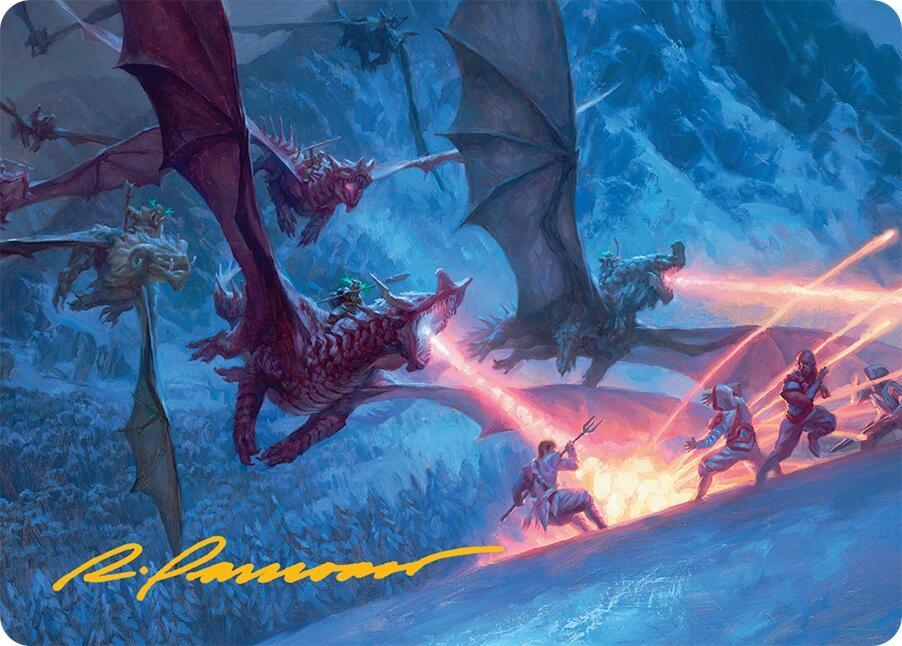 Dragonback Assault Art Card (22/54) (Gold-Stamped Signature) [Tarkir: Dragonstorm Art Series] | Impulse Games and Hobbies