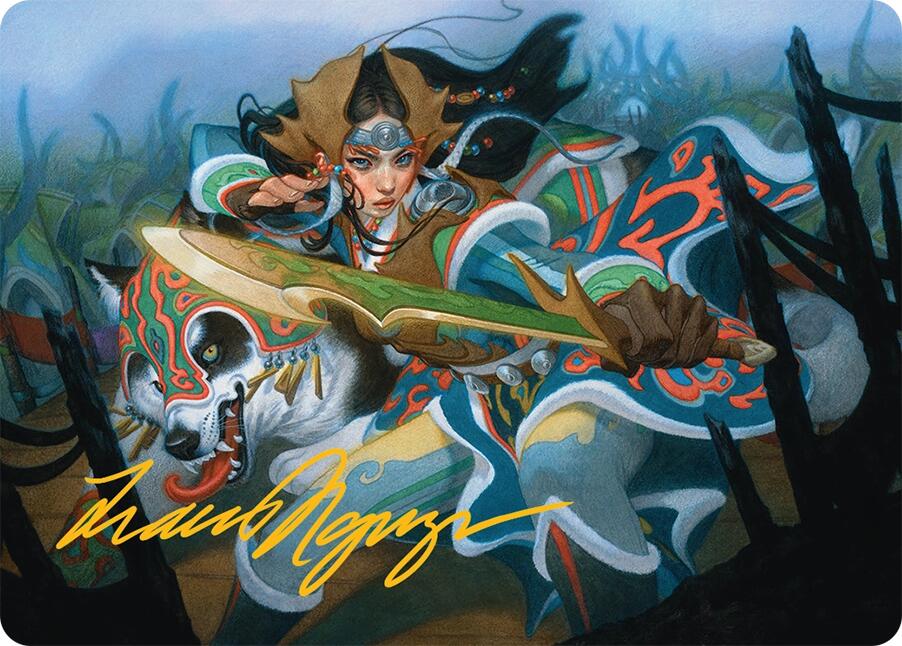 Eshki Dragonclaw Art Card (23/54) (Gold-Stamped Signature) [Tarkir: Dragonstorm Art Series] | Impulse Games and Hobbies