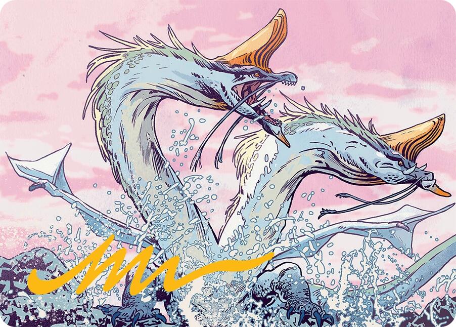 Twinmaw Stormbrood Art Card (39/54) (Gold-Stamped Signature) [Tarkir: Dragonstorm Art Series] | Impulse Games and Hobbies