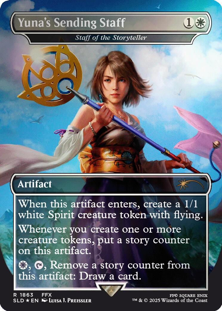 Yuna's Sending Staff - Staff of the Storyteller (Rainbow Foil) [Secret Lair Drop Series] | Impulse Games and Hobbies