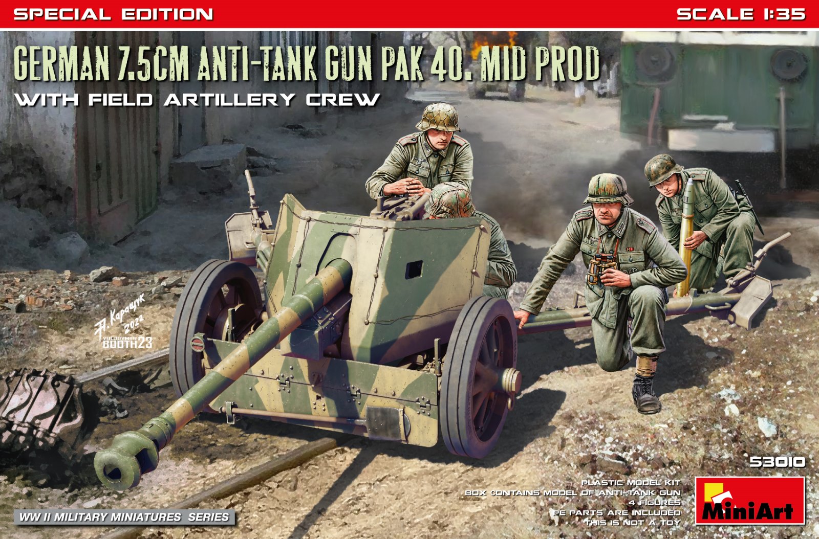 MiniArt - German 7.5cm Anti-Tank Gun Pak 40. Mid Prod w/ Field Artillery Crew (1/35) | Impulse Games and Hobbies