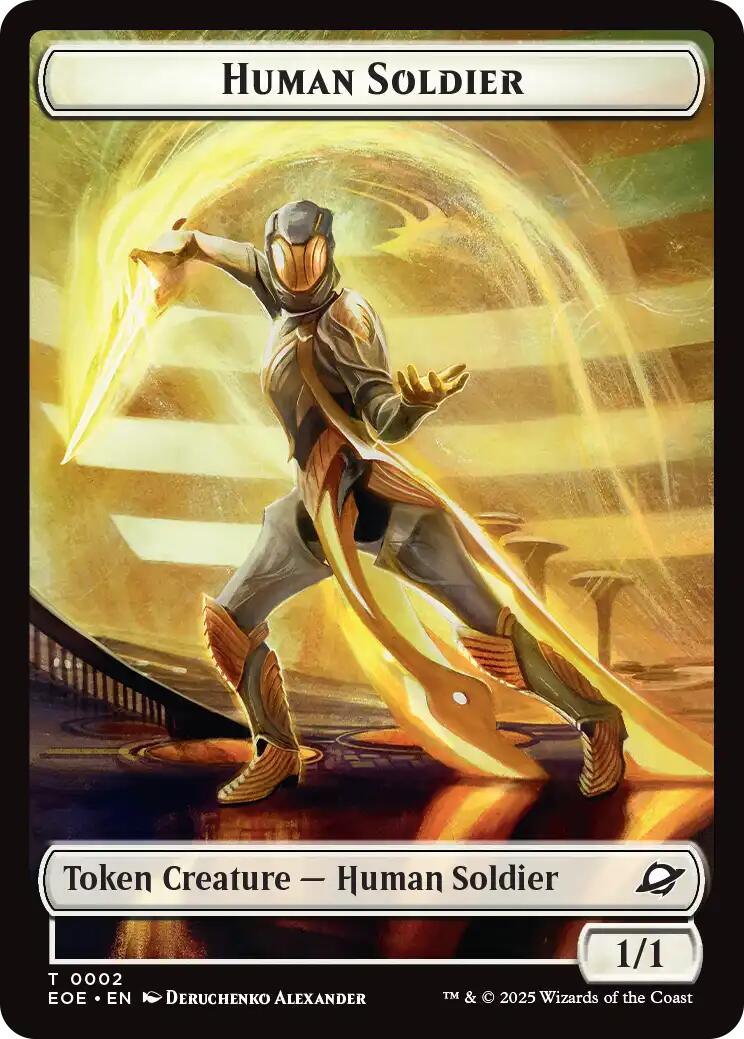Human Soldier // Lander (0004) Doubled-Sided Token [Edge of Eternities Tokens] | Impulse Games and Hobbies
