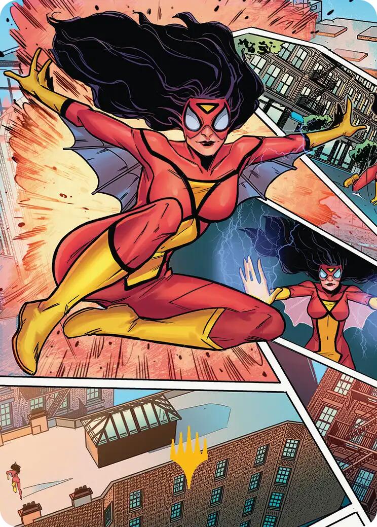 Spider-Woman, Stunning Savior Art Card (Gold-Stamped Planeswalker Symbol) [Marvel's Spider-Man Art Series] | Impulse Games and Hobbies