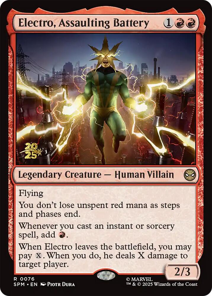 Electro, Assaulting Battery [Marvel's Spider-Man Prerelease Promos] | Impulse Games and Hobbies
