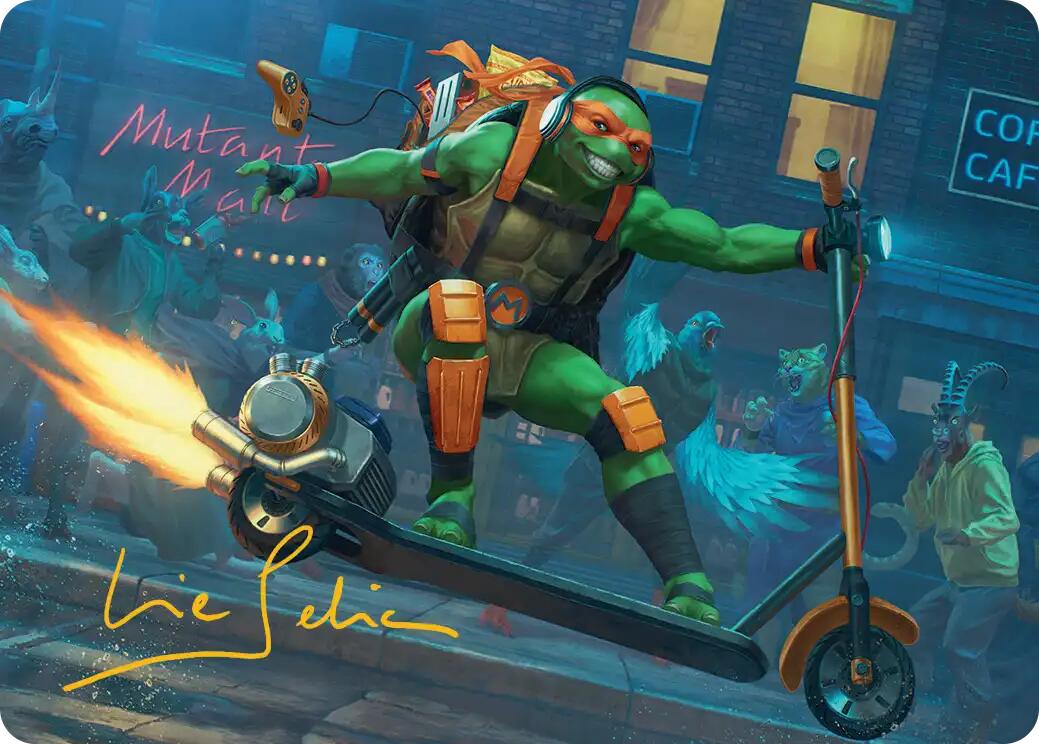Michelangelo, On the Scene Art Card (Gold-Stamped Signature) [Teenage Mutant Ninja Turtles Art Series] | Impulse Games and Hobbies