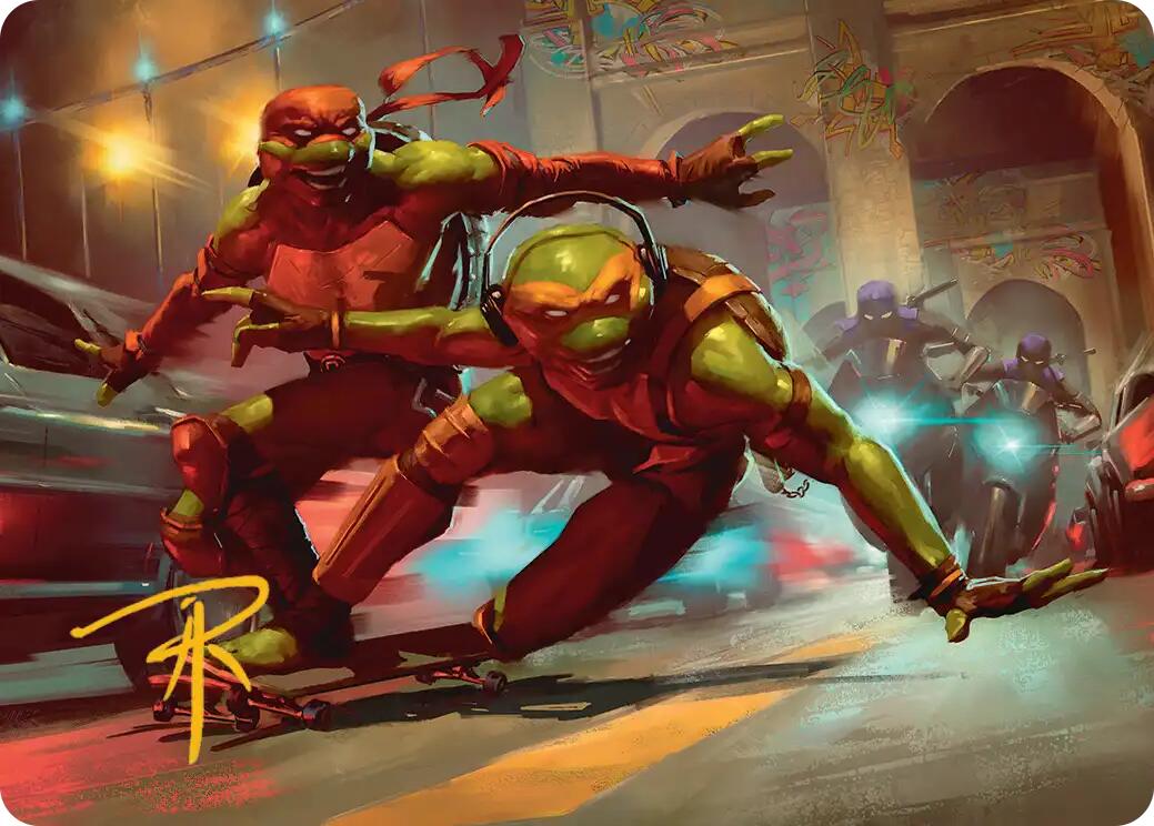 Raph & Mikey, Troublemakers Art Card (Gold-Stamped Signature) [Teenage Mutant Ninja Turtles Art Series] | Impulse Games and Hobbies