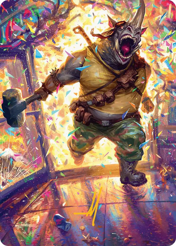 Rocksteady, Rowdy Rhino Art Card (Gold-Stamped Signature) [Teenage Mutant Ninja Turtles Art Series] | Impulse Games and Hobbies