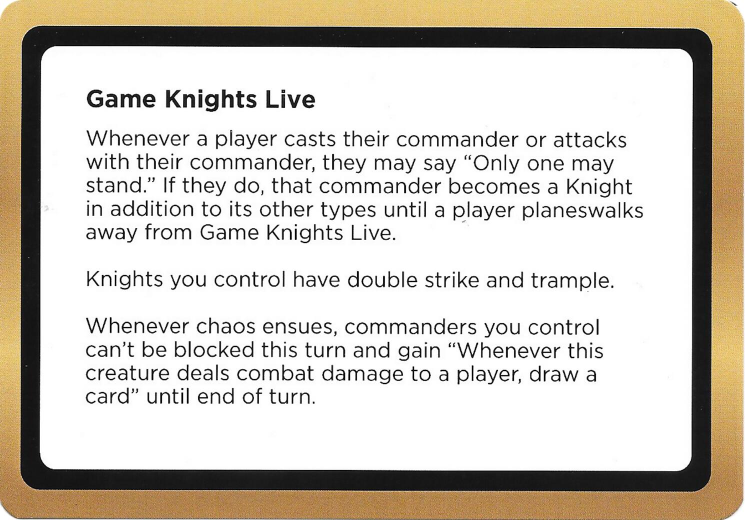 Game Knights Live (Black Lotus Unknown Planechase) [Oversize Cards] | Impulse Games and Hobbies