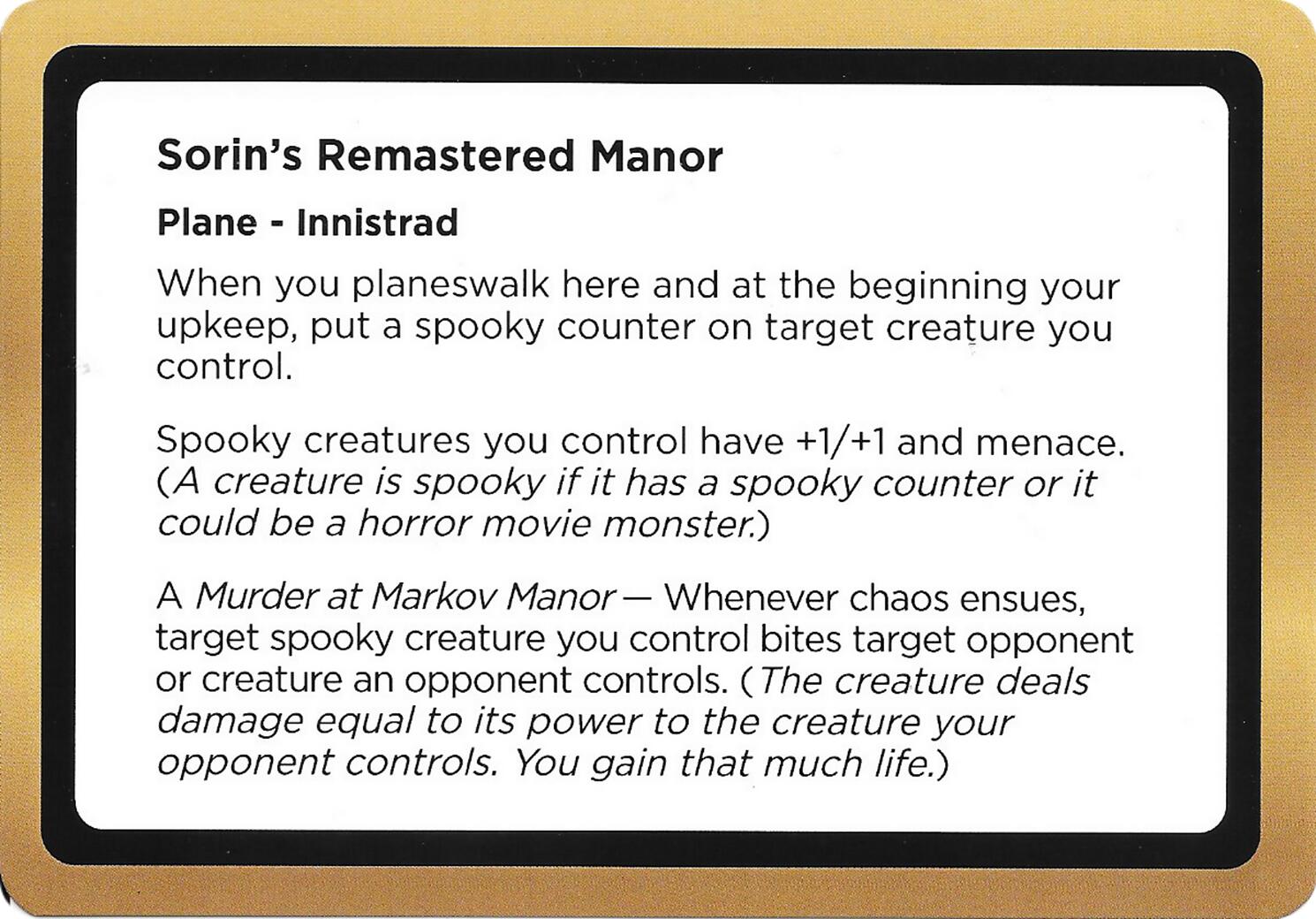 Sorin's Remastered Manor (Black Lotus Unknown Planechase) [Oversize Cards] | Impulse Games and Hobbies