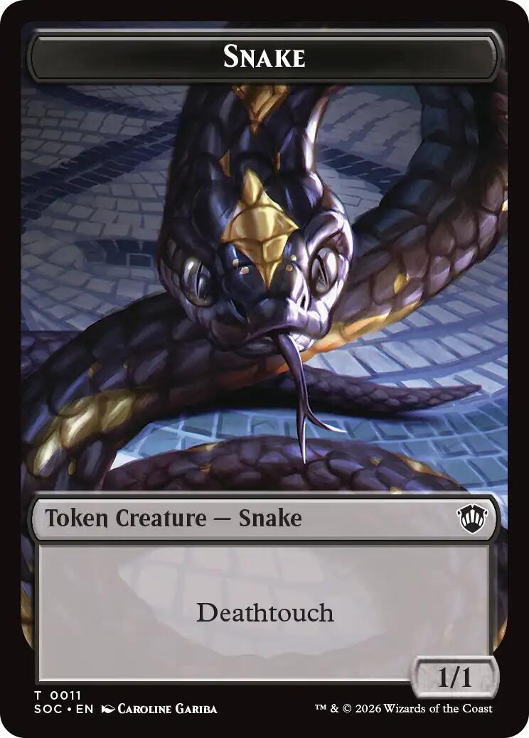 Snake // Zombie Double-Sided Token [Secrets of Strixhaven Commander Tokens] | Impulse Games and Hobbies