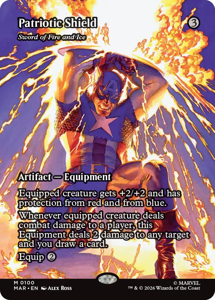 Patriotic Shield - Sword of Fire and Ice (Borderless) [Marvel Universe: Eternal-Legal] | Impulse Games and Hobbies