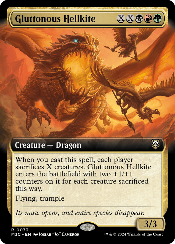 Gluttonous Hellkite (Extended Art) (Ripple Foil) [Modern Horizons 3 Commander] | Impulse Games and Hobbies