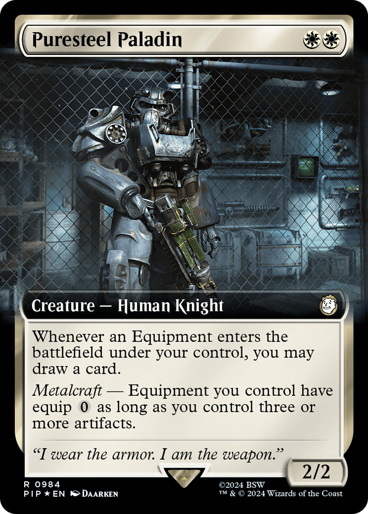 Puresteel Paladin (Extended Art) (Surge Foil) [Fallout] | Impulse Games and Hobbies