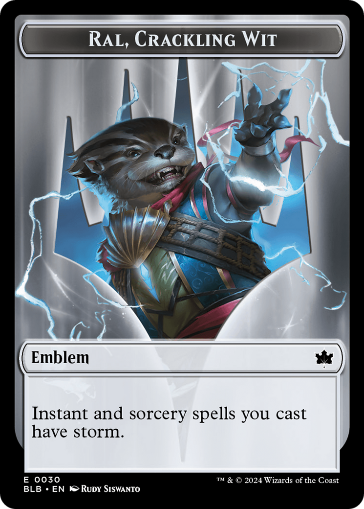Emblem - Ral, Crackling Wit [Bloomburrow Tokens] | Impulse Games and Hobbies