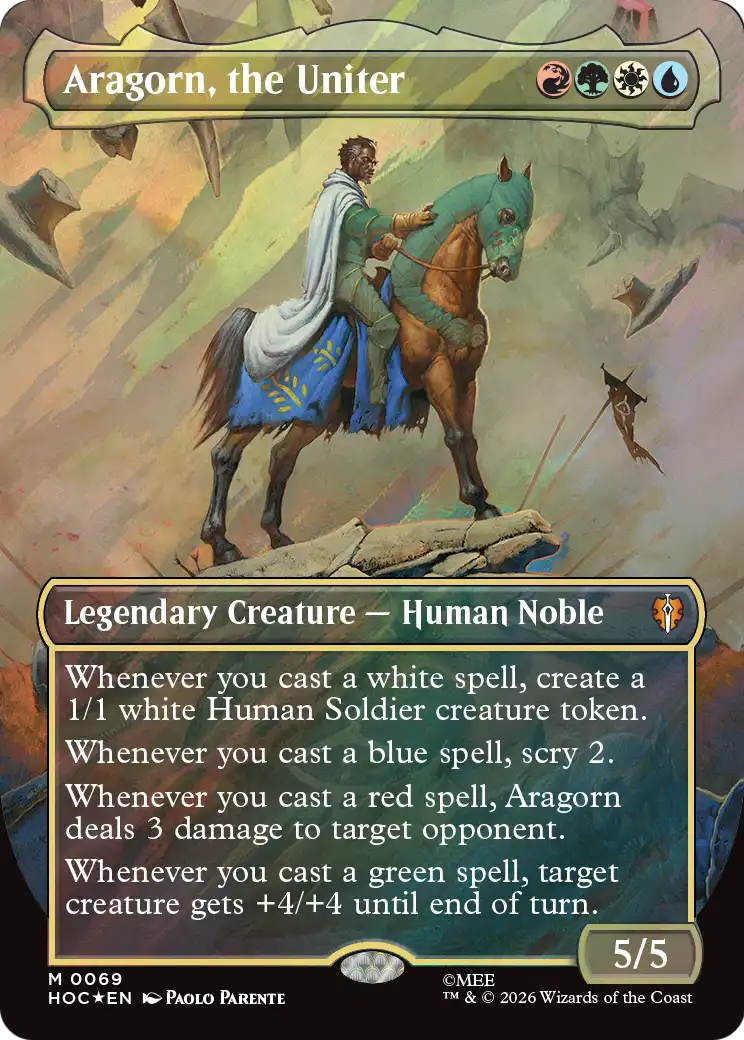 Aragorn, the Uniter (Borderless) (Surge Foil) [The Hobbit: Eternal-Legal] | Impulse Games and Hobbies
