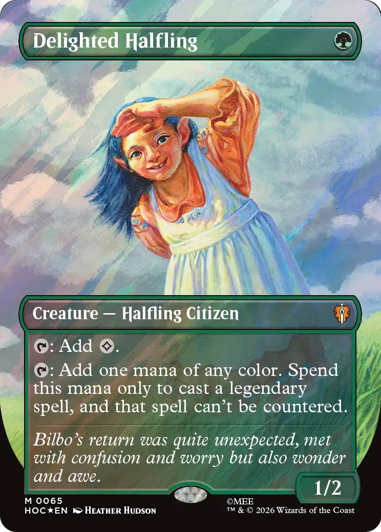 Delighted Halfling (Borderless) (Surge Foil) [The Hobbit] | Impulse Games and Hobbies