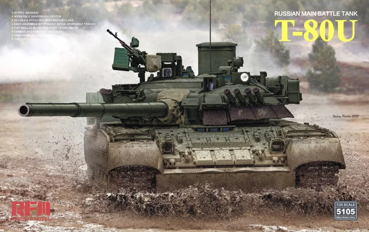 RFM RM−5105 RUSSIAN MAIN BATTLE TANK T−80U (1/35) | Impulse Games and Hobbies