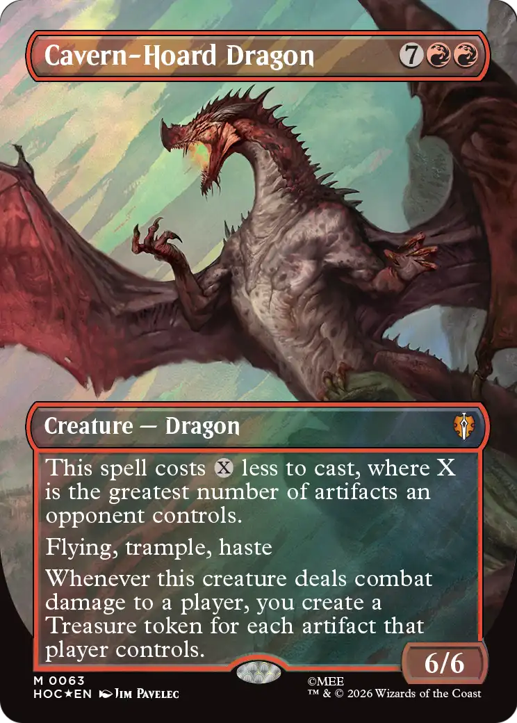 Cavern-Hoard Dragon (Borderless) (Surge Foil) [The Hobbit: Eternal-Legal] | Impulse Games and Hobbies