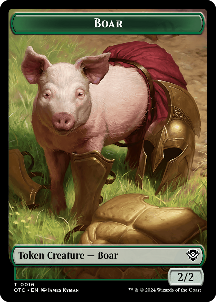 Boar // Manifest Double-Sided Token [Outlaws of Thunder Junction Commander Tokens] | Impulse Games and Hobbies