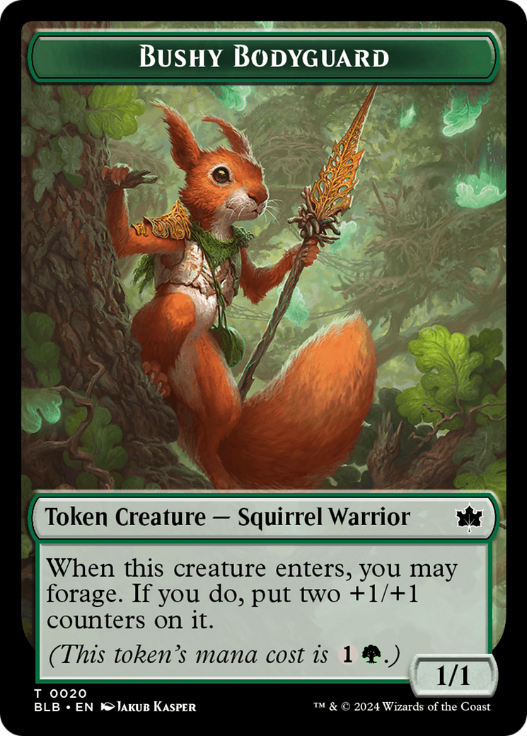 Emblem - Ral, Crackling Wit // Bushy Bodyguard Double-Sided Token [Bloomburrow Tokens] | Impulse Games and Hobbies