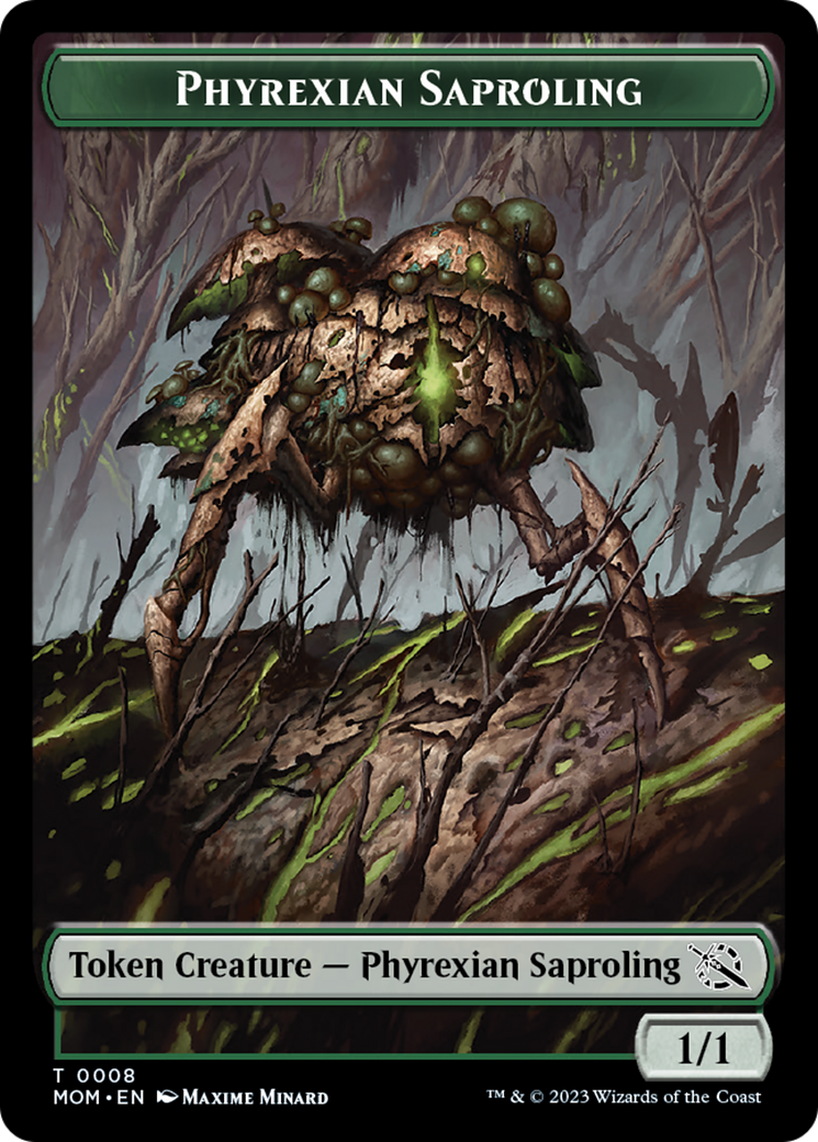 Warrior // Phyrexian Saproling Double-Sided Token [March of the Machine Tokens] | Impulse Games and Hobbies