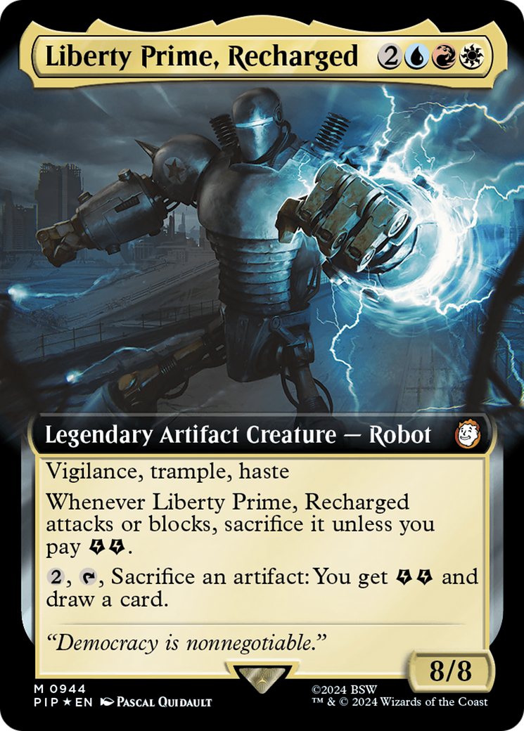 Liberty Prime, Recharged (Extended Art) (Surge Foil) [Fallout] | Impulse Games and Hobbies