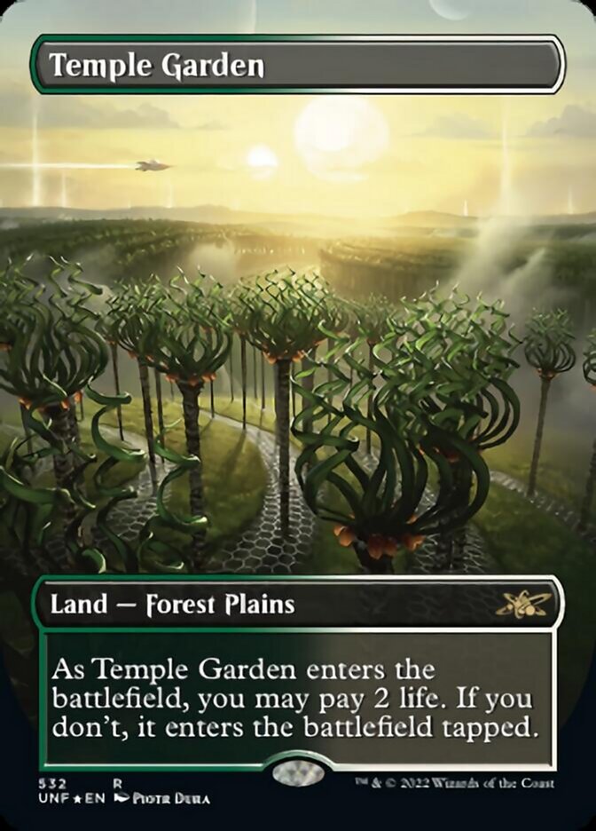 Temple Garden (Borderless) (Galaxy Foil) [Unfinity] | Impulse Games and Hobbies