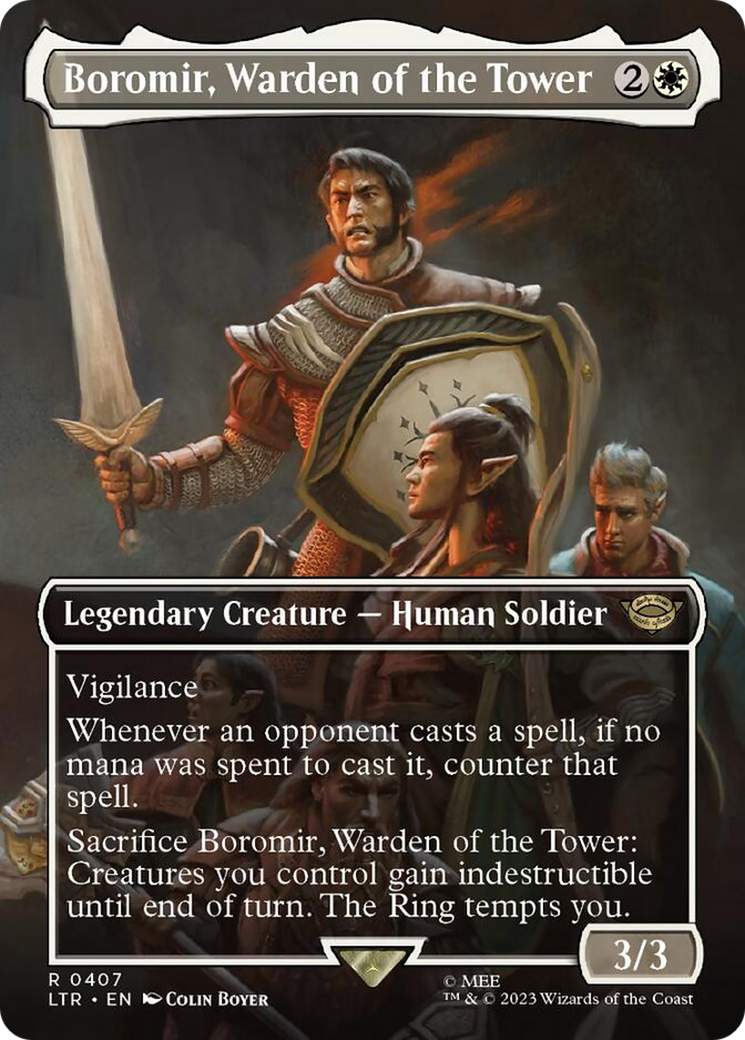 Boromir, Warden of the Tower (Borderless Alternate Art) [The Lord of the Rings: Tales of Middle-Earth] | Impulse Games and Hobbies