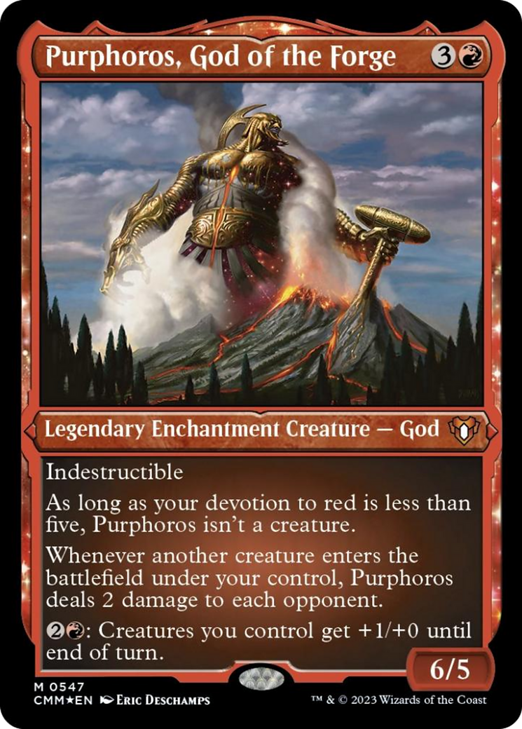 Purphoros, God of the Forge (Foil Etched) [Commander Masters] | Impulse Games and Hobbies