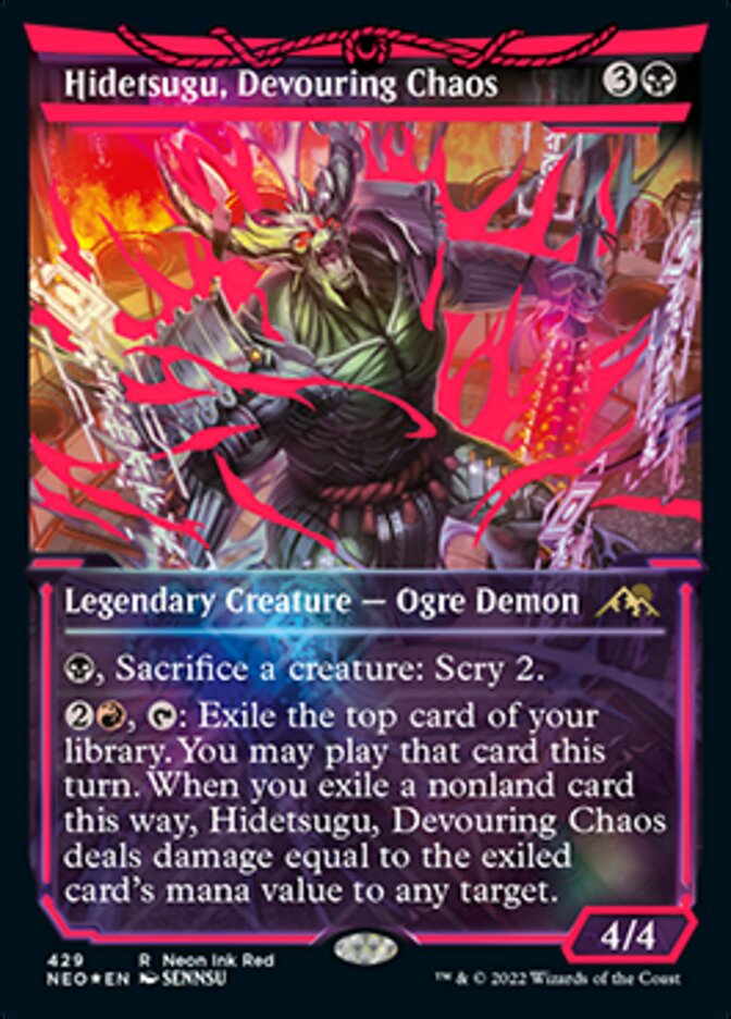 Hidetsugu, Devouring Chaos (Neon Ink Red) [Kamigawa: Neon Dynasty] | Impulse Games and Hobbies