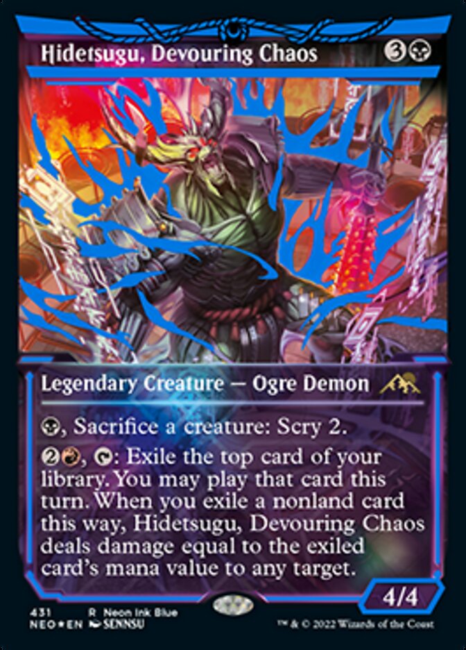 Hidetsugu, Devouring Chaos (Neon Ink Blue) [Kamigawa: Neon Dynasty] | Impulse Games and Hobbies