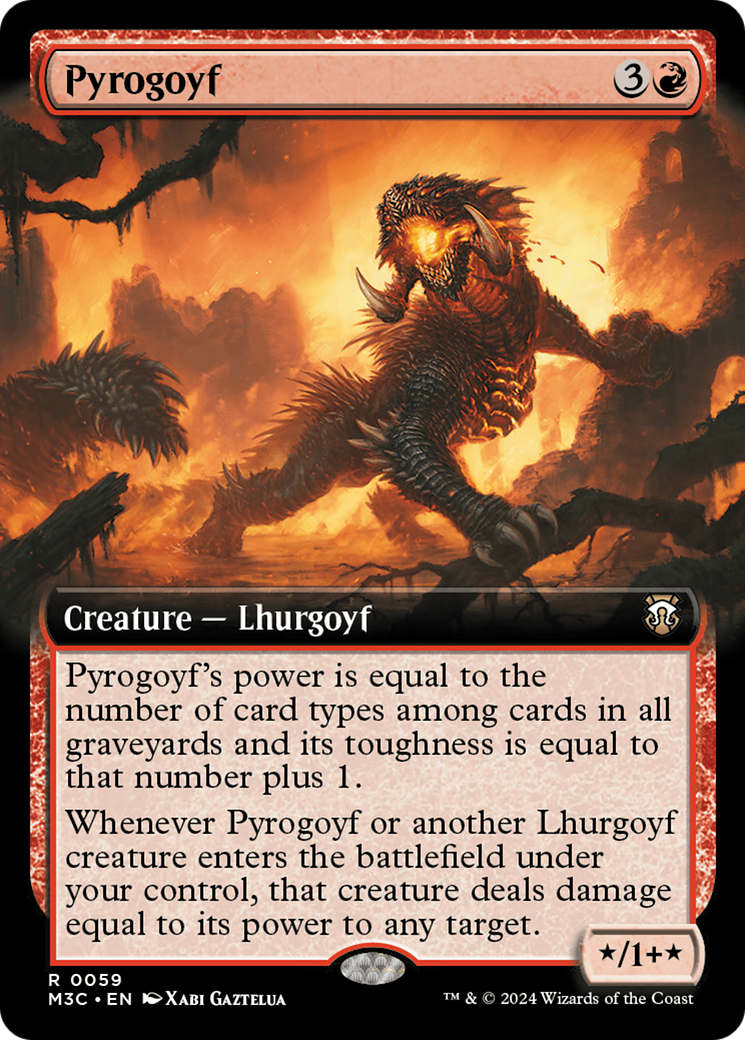 Pyrogoyf (Extended Art) (Ripple Foil) [Modern Horizons 3 Commander] | Impulse Games and Hobbies