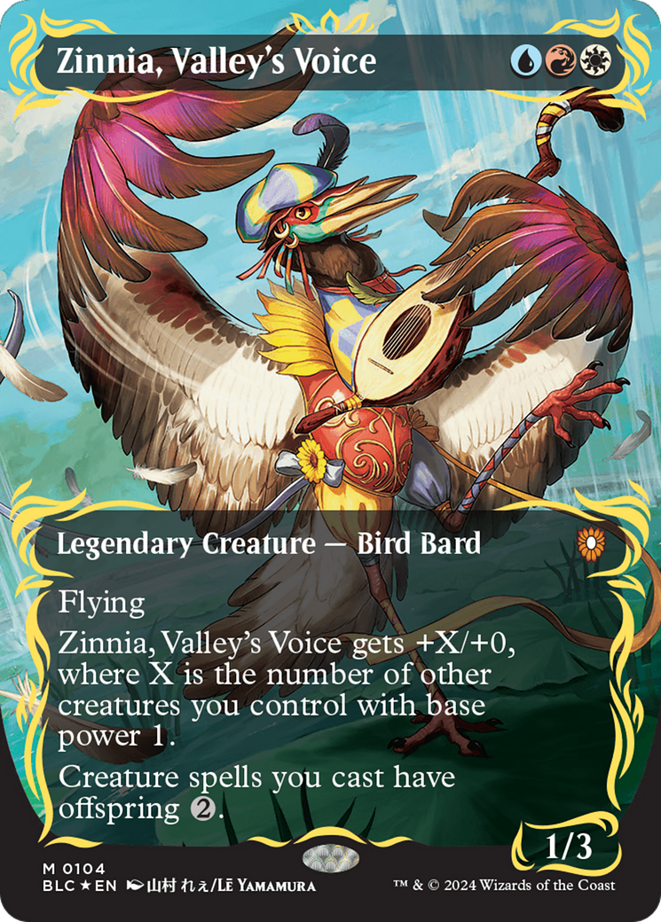 Zinnia, Valley's Voice (Borderless) (Raised Foil) [Bloomburrow Commander] | Impulse Games and Hobbies