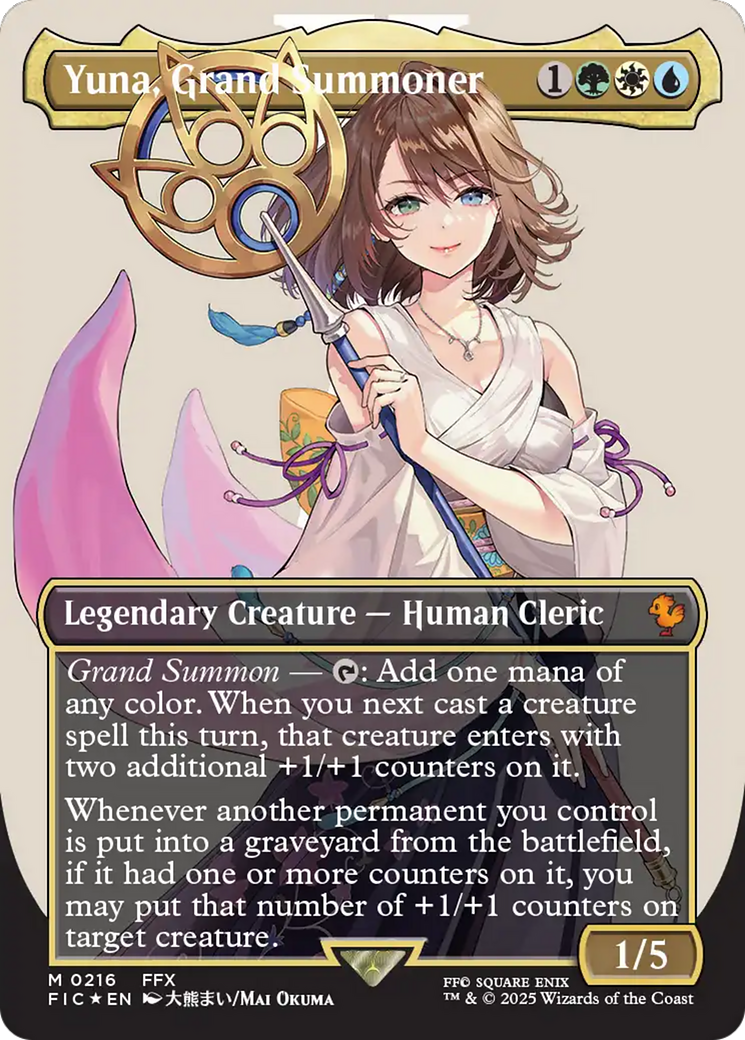 Yuna, Grand Summoner (Borderless) (Surge Foil) [FINAL FANTASY Commander] | Impulse Games and Hobbies