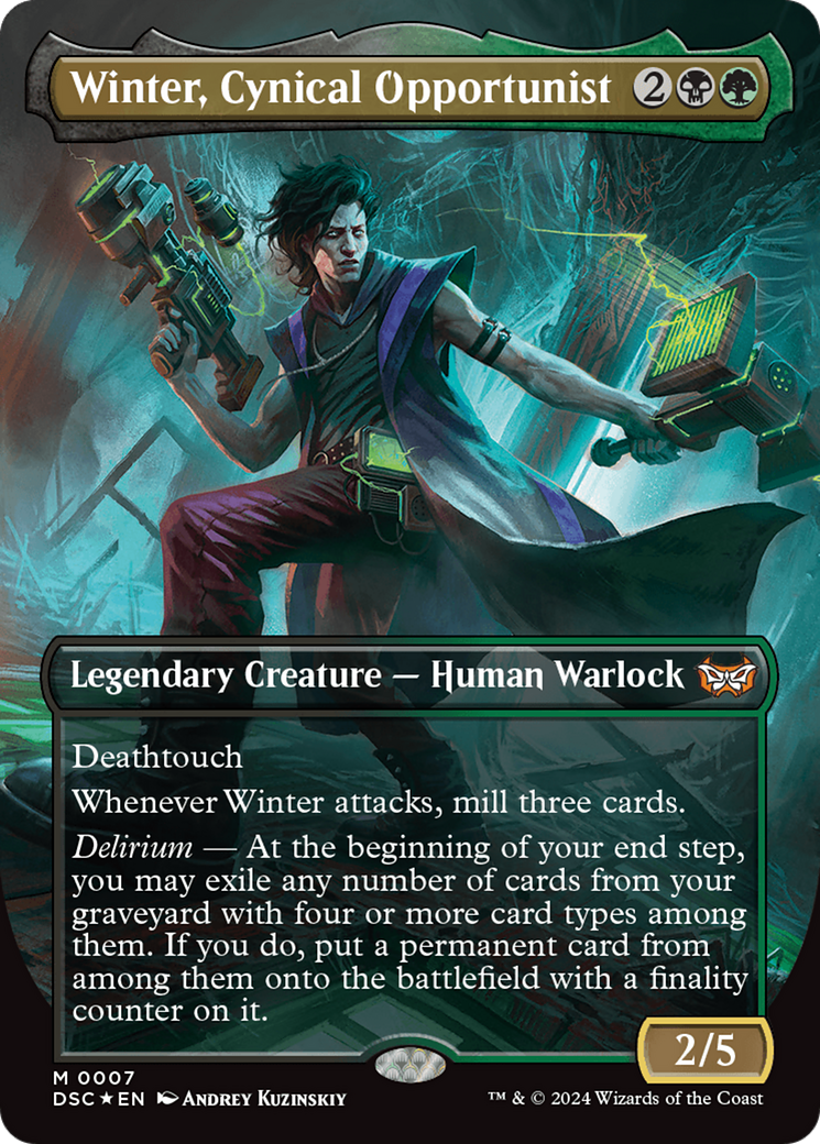 Winter, Cynical Opportunist (Borderless) [Duskmourn: House of Horror Commander] | Impulse Games and Hobbies