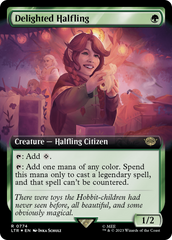 Delighted Halfling (Extended Art) (Surge Foil) [The Lord of the Rings: Tales of Middle-Earth] | Impulse Games and Hobbies