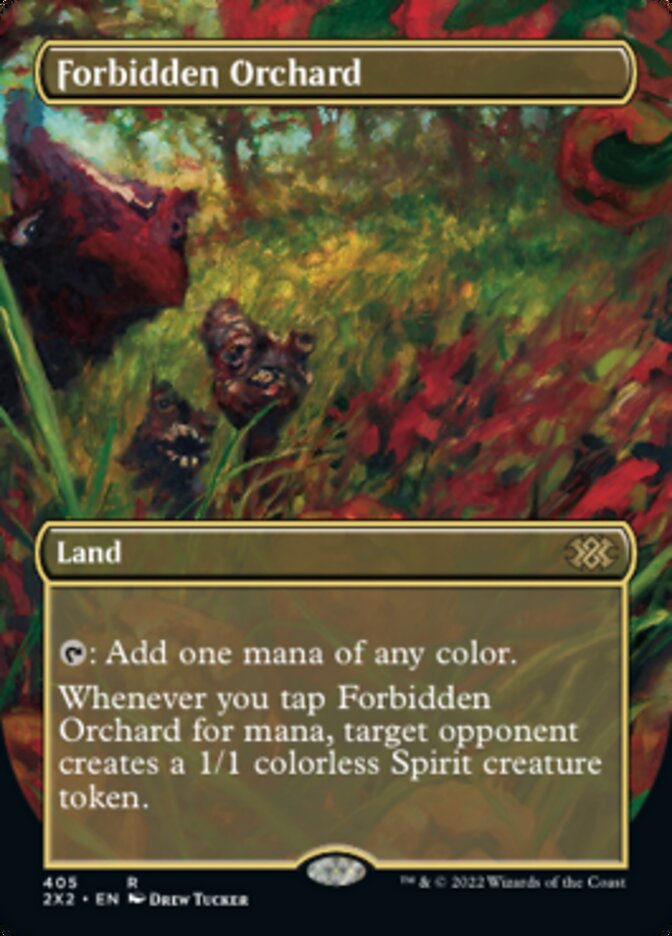 Forbidden Orchard (Borderless Alternate Art) [Double Masters 2022] | Impulse Games and Hobbies