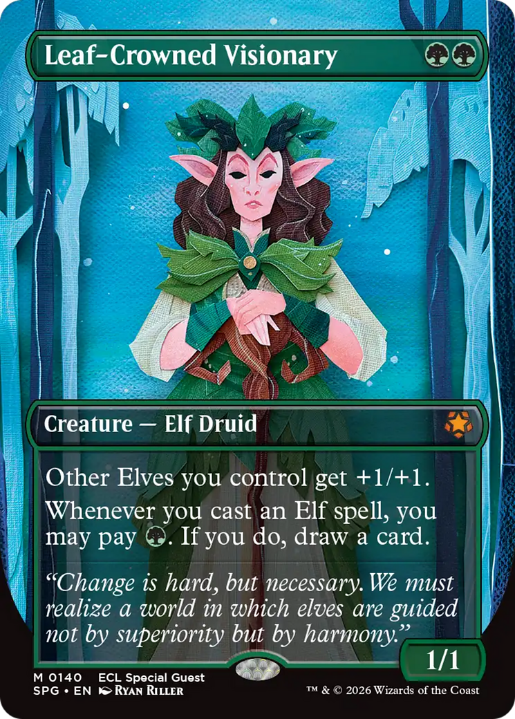Leaf-Crowned Visionary (Borderless) [Lorwyn Eclipsed Special Guests] | Impulse Games and Hobbies