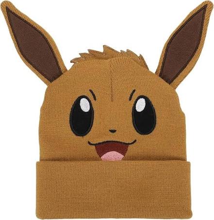 POKÉMON - Evee Big Face 3d Ears knit cuff Beanie Acrylic Yarn Fleece | Impulse Games and Hobbies