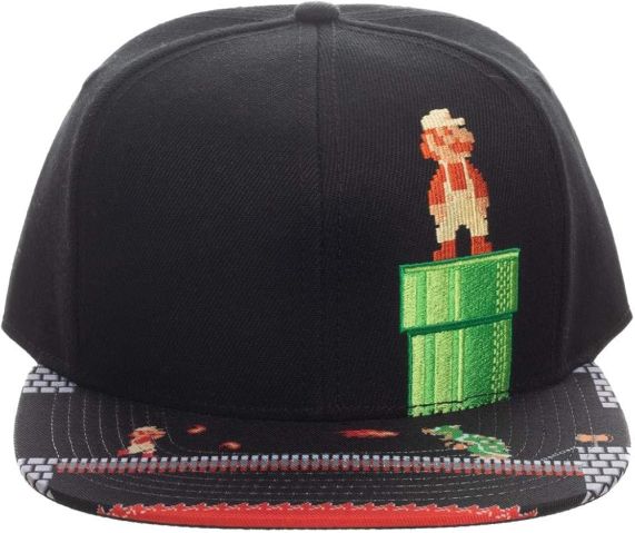 SUPER MARIO BROS - Classic 8-bit Mario On Pipe Black Snapback | Impulse Games and Hobbies