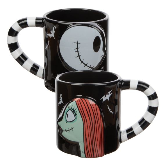 The Nightmare Before Christmas Jack Skellington & Sally 2-Piece Ceramic Mug Set | Impulse Games and Hobbies