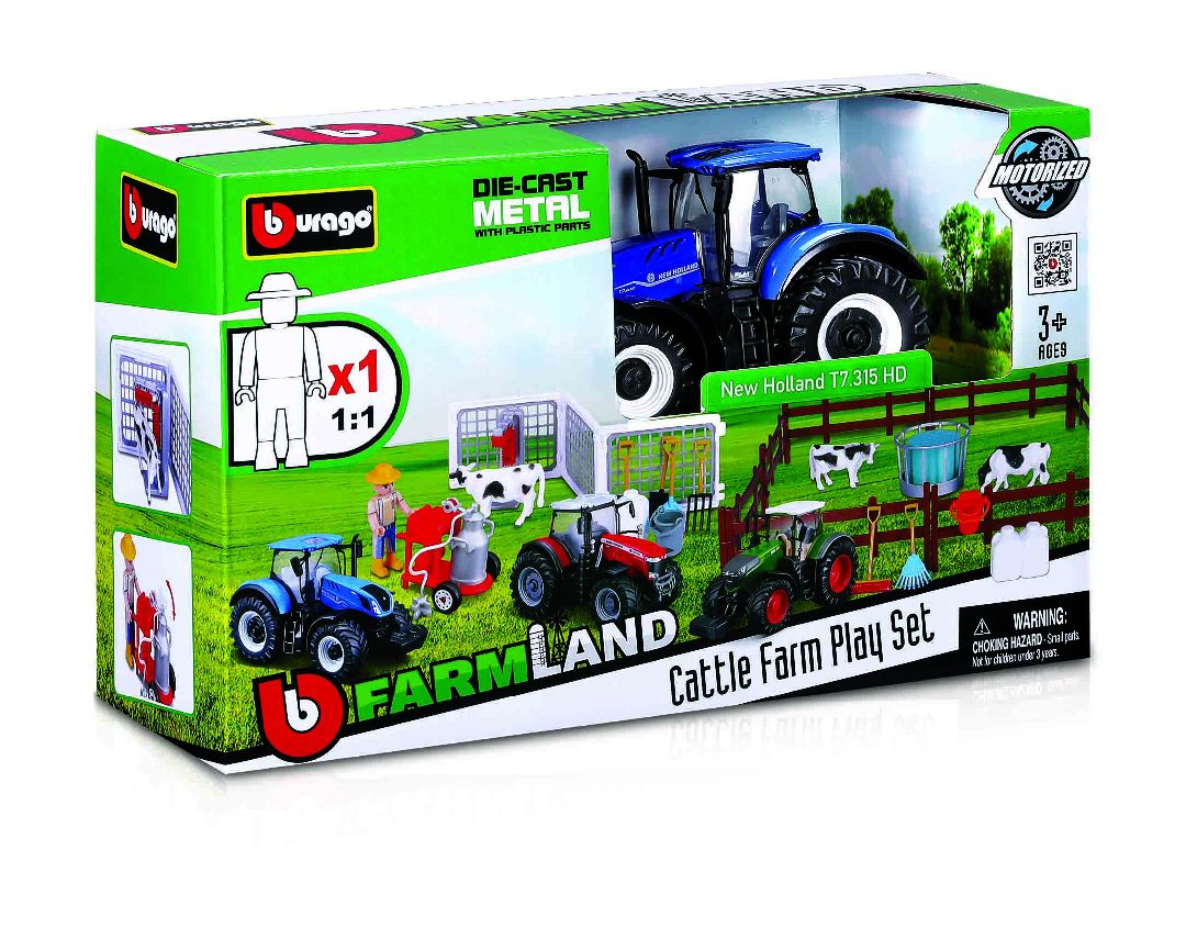 Bburago Farmland 10cm Cattle Set - Fendt, NH, M-F | Impulse Games and Hobbies