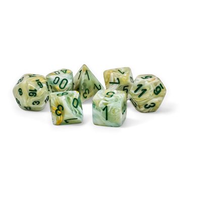 CHESSEX Marble: Mega-Hedral 7pc: Green/Dark Green | Impulse Games and Hobbies