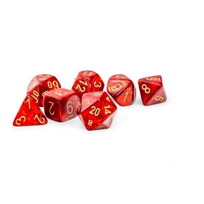 CHESSEX Scarab: Mega-Hedral 7pc: Scarlet/Gold | Impulse Games and Hobbies