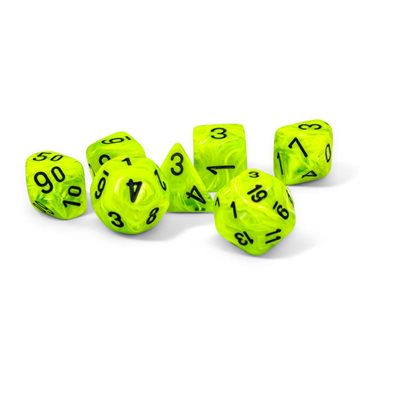 CHESSEX Vortex: Mega-Hedral 7pc: Bright Green/Black | Impulse Games and Hobbies