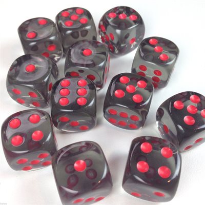 CHESSEX 12D6 Translucent Smoke/Red 16MM | Impulse Games and Hobbies