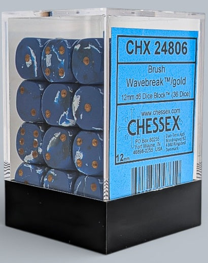 CHESSEX 36D6 BRUSH WAVEBREAK/GOLD 12MM | Impulse Games and Hobbies
