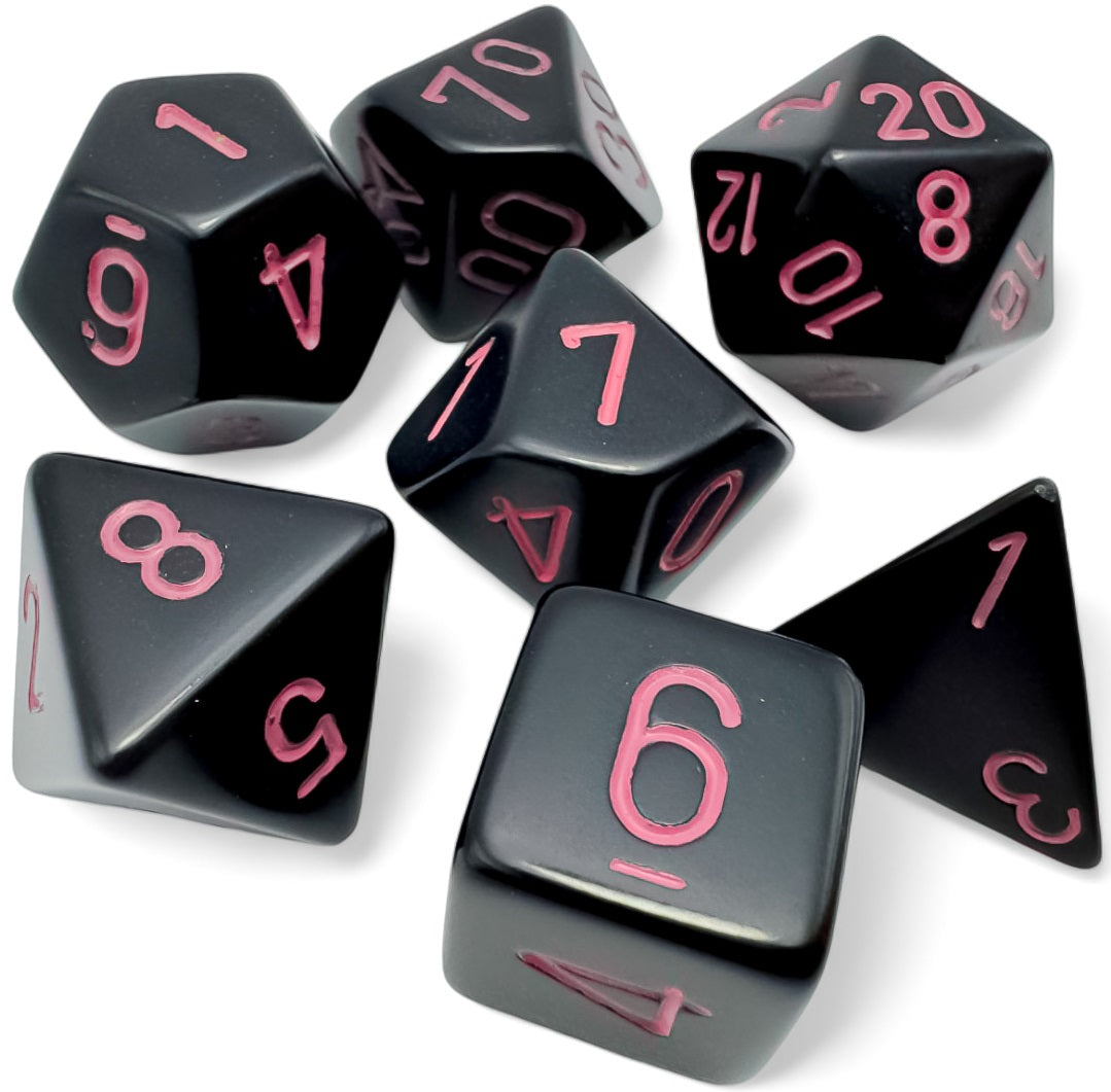 CHESSEX  Opaque: 7Pc Black / Pink | Impulse Games and Hobbies