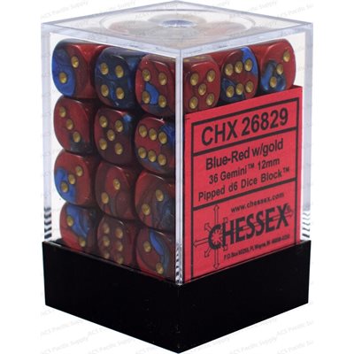 CHESSEX 36D6 Gemini Blue-Red/Gold 12MM | Impulse Games and Hobbies