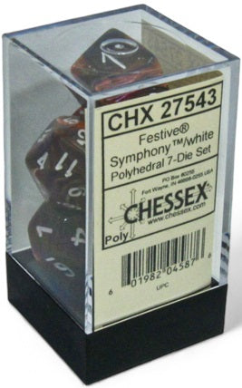 CHESSEX FESTIVE 7-DIE SET SYMPHONY/WHITE | Impulse Games and Hobbies